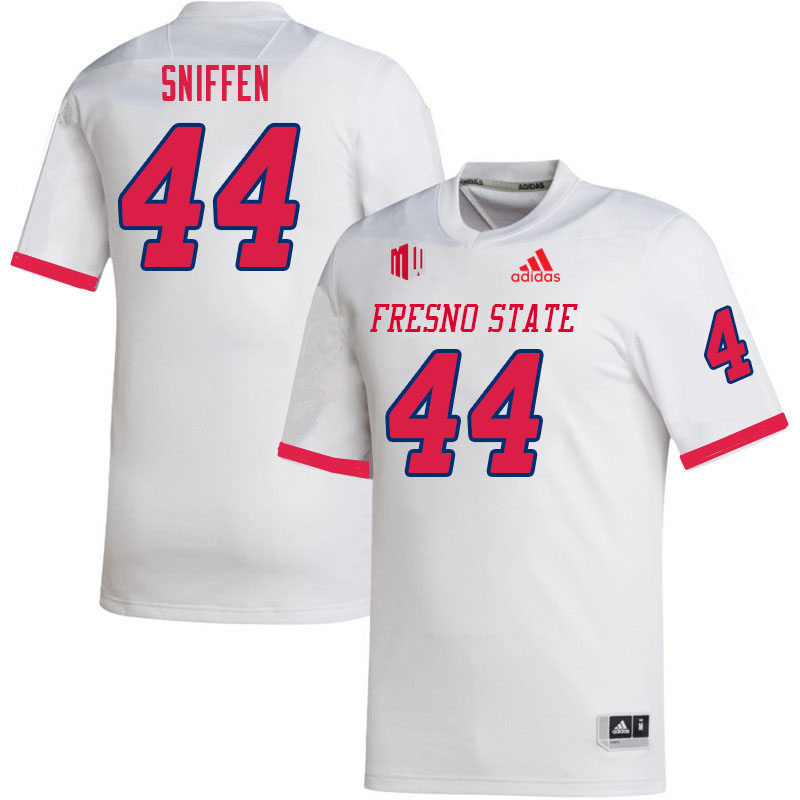 Men #44 John Sniffen Fresno State Bulldogs College Football Jerseys Sale-White - Click Image to Close